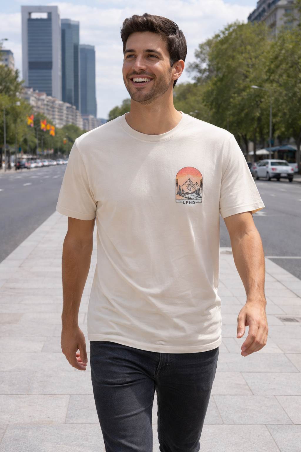 Camiseta "Sunset Peak" Beige Natural