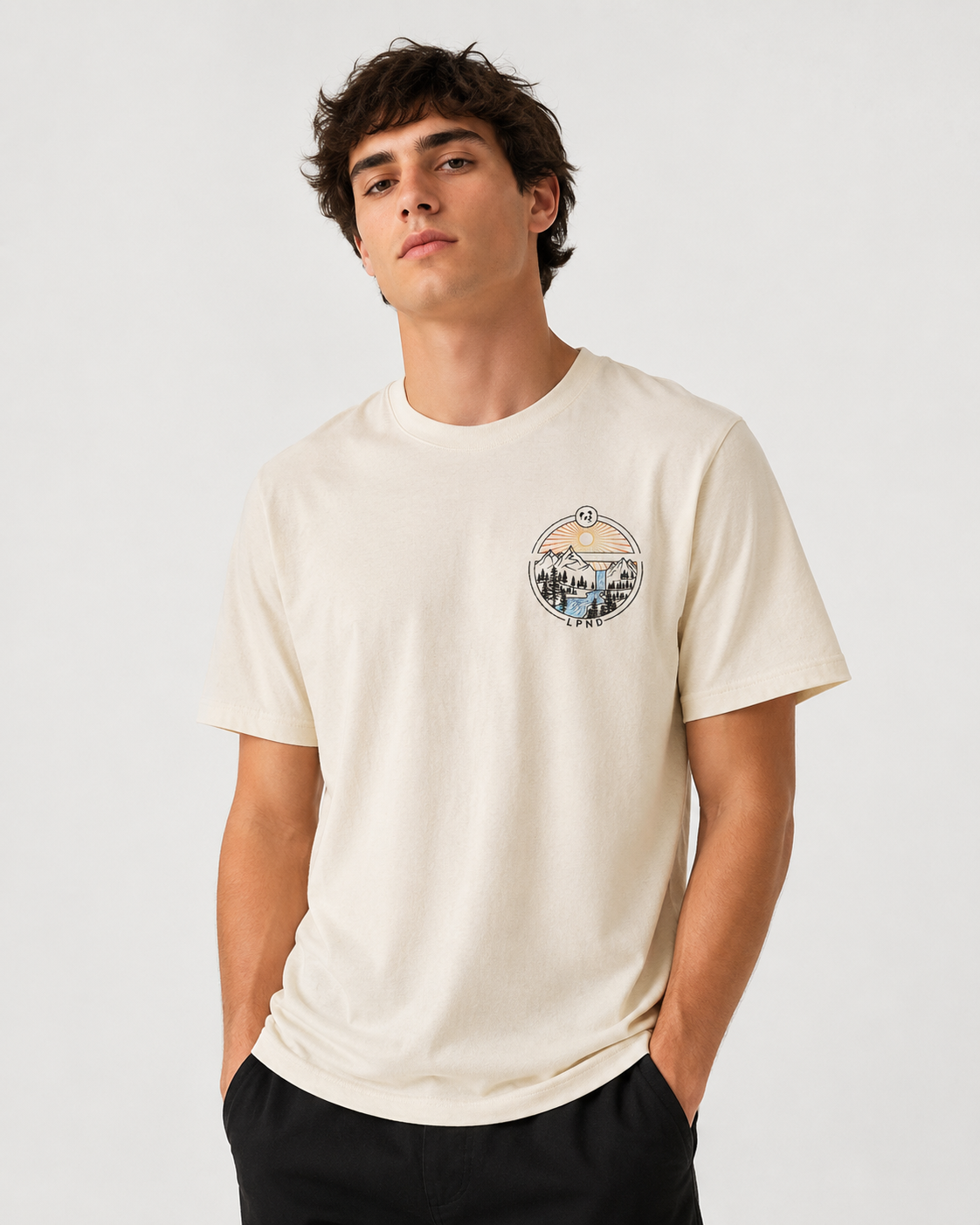 Camiseta "River Sunrise" Beige Natural
