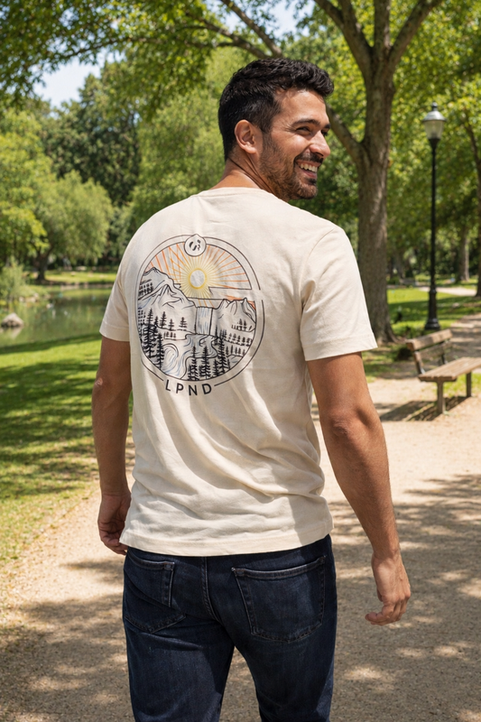 Camiseta "River Sunrise" Beige Natural