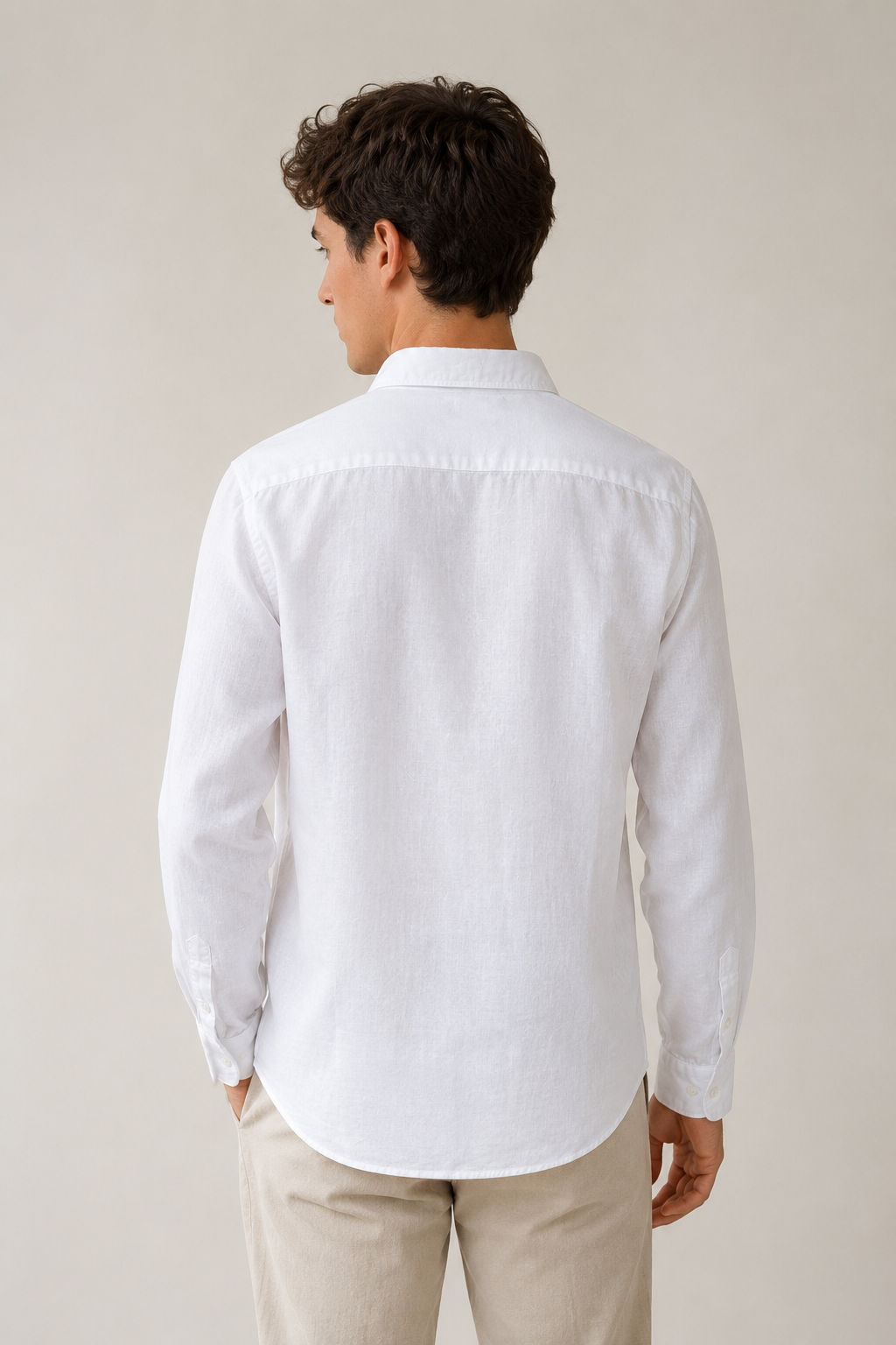 Camisa Lino Blanca Lisa