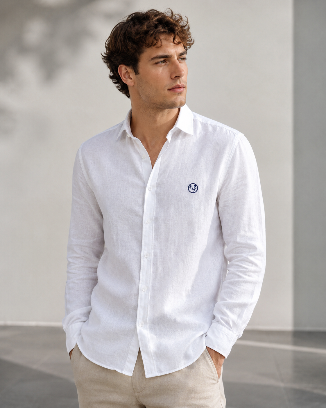 Camisa Lino Blanca Lisa
