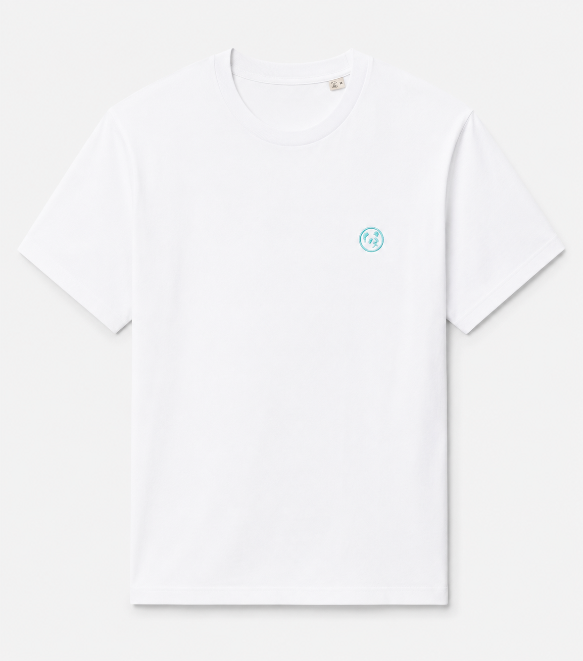 Camiseta "Essentials" Blanca — Logo aguamarina
