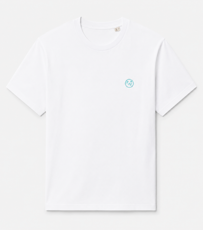 Camiseta "Essentials" Blanca — Logo aguamarina