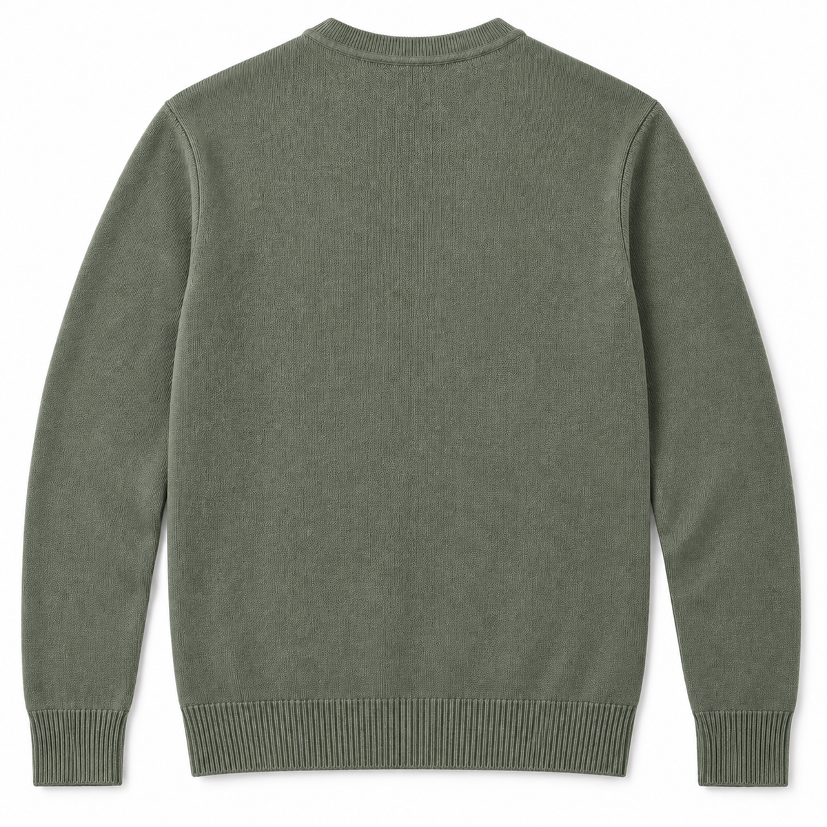 Jersey verde de LaPanda, vista de espalda lisa con cuello, puños y bajo de canalé