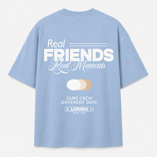Camiseta Oversize "Real Friends" azul
